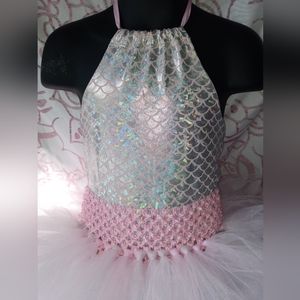 Pink & Silver Tutu with mermaid swim suit